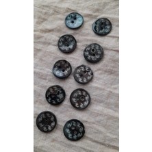ILCARE Doğal Siyah Lazerli Hakiki Inci Midye Kabugu Düğme 14 mm 10 Adet