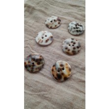 ILCARE Doğal Tiger Hakiki Inci Midye Kabugu Düğme 20 mm 6 Adet