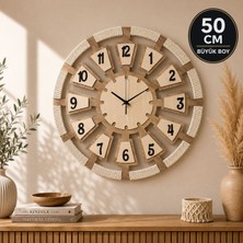 Ergeç Tasarım 50 cm Makrome Detaylı Dekoratif Duvar Saati MDF Doğal Tasarım ile Şık Görünüm