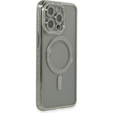 Mestore Apple Iphone 15 Pro Kılıf Joke Simli Magneticsafe Kılıf - Gri