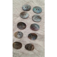 ILCARE Doğal Siyah Hakiki Inci Midye Kabugu Düğme -24X18 mm 10 Adet
