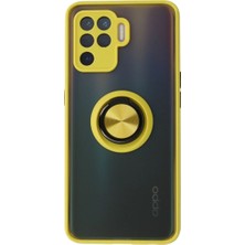 Mestore Oppo Reno 5 Lite Kılıf Montreal Yüzüklü Silikon Kapak - Sarı