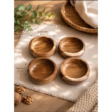 WoodBay 4 ’lü Akasya Ahşap Çerezlik Sosluk Kahvaltılık Sunum Kasesi Doğal Ahşap Mini Kase 8x2.5 cm