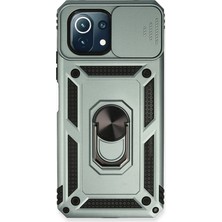 Mestore Xiaomi Mi 11 Lite Kılıf Pars Lens Yüzüklü Silikon - Yeşil