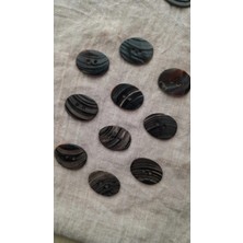 ILCARE Doğal Siyah Hakiki Inci Midye Kabugu Düğme -20X18 mm 10 Adet