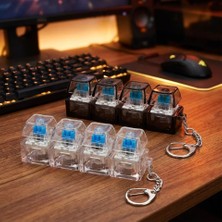 Azurtech Işıklı Mekanik Klavye Tuşu Anahtarlık – Stres Giderici Sesli Fidget Keychain, Basmalı Switch Oyuncak