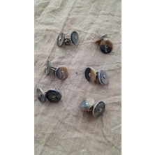 ILCARE Doğal Hakiki Inci Midye Kabugu Manşet Düğme Altan Dikme 12 mm 6 Çift