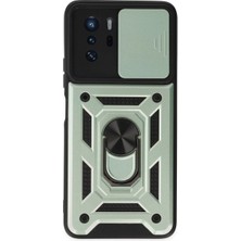 Mestore Xiaomi Poco X3 Gt Kılıf Pars Lens Yüzüklü Silikon - Yeşil