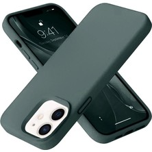 Mestore Apple Iphone 12 Kılıf Nano Içi Kadife Silikon - Koyu Yeşil