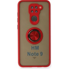 Mestore Xiaomi Redmi Note 9 Kılıf Montreal Yüzüklü Silikon Kapak - Kırmızı