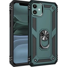 Mestore Apple Iphone 11 Kılıf Sofya Yüzüklü Silikon Kapak - Yeşil