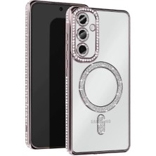 Svoria Store Samsung Galaxy S25 Kılıf Joke Simli Magneticsafe Kılıf - Gümüş