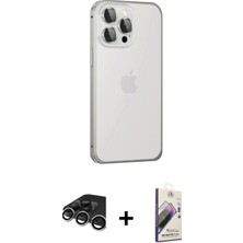 Marsilyan™- iPhone 15 Pro Kılıf Eksen Form Serisi - Siyah Bilvis 3D Mat Cam Ekran Koruyucu + Raze Metal Kamera Lens - Gs