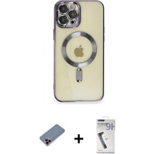 Marsilyan™- iPhone 12 Pro Max Kılıf Nova Işık Özel Seri - Şeffaf Uv Polymer Nano Ekran Koruyucu + Metal Kamera Lens Koruma Cam - Kı