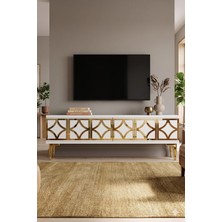 Yumedi Design TSA1237BG - Plovdiv Tv Stand , Tv Sehpası 120CM Beyaz-Gold