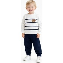 Ürünya Çizgili Sweatshirt ve Lacivert Eşofman Takımı