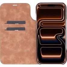 Sinerjim iPhone 17 Pro Max Için, Hakiki Deri, El Yapımı, Cüzdanlı Slim Kılıf, Mag Safe ile Uyumlu, Iç Yüzeyi Kadife, Antik Kahve