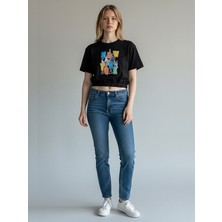 Caprix Baskılı, Günlük & Spor Şık Tasarım Crop T-Shirt