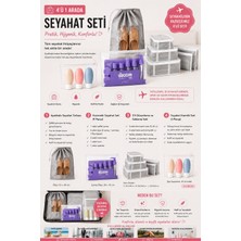 Pixue 4’ü 1 Arada Premium Seyahat Seti Çizgili Valiz Düzenleyici ve Bakım Seti 6 Lı Valiz Düzenleyici 9 Parça Seyahat Kozmetik Seti 1 Adet Ayakkabı Torbası 3 Adet Krem Kutusu Plaj Seti Pastel Renkler