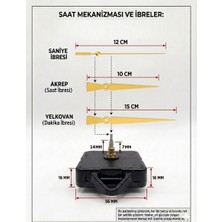 Silva Nature Akar Saat Mekanizması Sessiz Duvar Saat Mekanizması 14 mm Şaft -Modern Akrep-Yelkovan-Saniye-Askılı