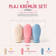 Pixue 3 Lü Plaj Kremlik Seti 3 Adet 60 ml Krem Şişesi 1 Adet Taşıma Çantası Uçak/kabin Uyumlu