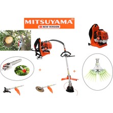 Mitsuyama Japon Sırt Tırpan + Çit Budama + Tırnaklı Zeytin Silkeleme Aparatı Set 63CC 5,7 Hp