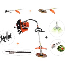 Mitsuyama Japon Sırt Tırpan + Toprak Çapalama + Dal Budama + Çit Kesme + Tırnaklı Zeytin Silkeleme Aparatı Set 63CC 5,7 Hp