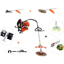 Mitsuyama Japon Sırt Tırpan + Toprak Çapalama + Kancalı - Tırnaklı Zeytin Silkeleme + Dal Budama Aparatı Set 63CC 5,7 Hp