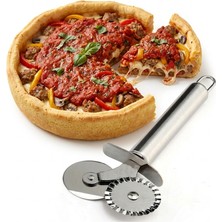Berina Home Çiftli Pizza Ruleti Pizza Kesme Aleti Pizza Bıçağı Pizza Doğrayıcı Börek Bıçağı Lahmacun Bıçağı