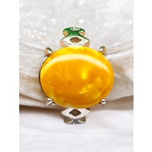 Zodyak Doğal Taş Kehribar (Amber) Doğal Taş Çelik Ayarlanabilir Yüzük(Sertifikalı)