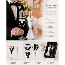 Shopping Fashion Gelin Damat Kadeh Seti 2’li Dekoratif Şampanya Bardağı Düğün Nişan Nikah Konsept Kadehi