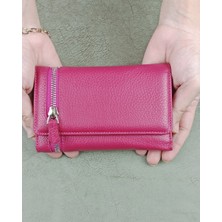 Edo Bag Wallet Hakiki Deri Parlak Çıtçıtlı Kadın Cüzdan