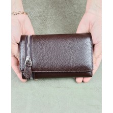 Edo Bag Wallet Hakiki Deri Parlak Çıtçıtlı Kadın Cüzdan