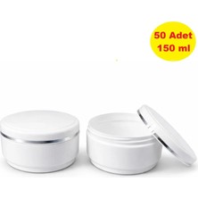 Demet Home 50 Adet 150 ml Şeritli Lüx Boş Empty Bottle Kozmetik-Pomat-Krem-Hobi Kutusu Plastik Krem Kavanozu