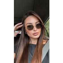 SUN PEARL Gold Çerçeveli Beşgen Güneş Gözlüğü Unisex Şık Tasarım UV400