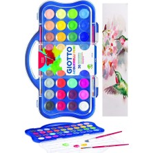 Artlantis 36 Renk Sulu Boya 23MM 1 Paket Giotto 36 Lı Suluboya Fırça Hediyeli Canlı Renkler Acquerelli Kaliteli Yıkanabilir