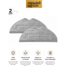 Roborock S7 / S7 Plus / S7 Maxv / S7 Maxv Ultra / S7 Pro Ultra / S7 Max Ultra Uyumlu 2’li Yıkanabilir Mop Bezi Gri | Robot Süpürge Yedek Parça