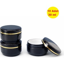 Demet Home 10 ADET 30 ml Lüx Altın Şeritli Boş Plastik Pomat Kozmetik Krem Ecza Hobi Kutusu Krem Kavanozu 30 cc Siyah Empty Box