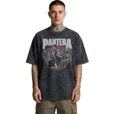 Fuddy Moda Unisex Pantera Members Baskılı Yıkamalı Tişört, Oversize Rock Band Temalı Vintage Tshirt