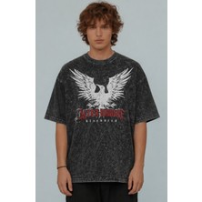 Fuddy Moda Unisex Alter Bridge Blackbird Baskılı Yıkamalı Tişört, Oversize Rock Band Temalı Vintage T-Shirt
