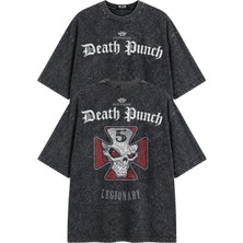 Fuddy Moda Unisex Oversize Five Finger Death Punch Sırt Baskılı Yıkamalı Rock Metal Band Tişört