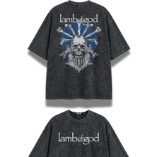 Fuddy Moda Unisex Oversize Rock Band Lamb Of God Sırt Baskılı Yıkamalı Tişört