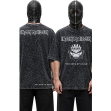 Fuddy Moda Unisex Oversize Iron Maiden The Book Of Souls Ense Detay Baskılı Yıkamalı Tişört
