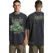 Fuddy Moda Unisex Oversize Lamb Of God Laid To Rest Ense ve Detay Baskılı Yıkamalı Rock Band Tişört