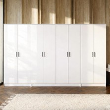 Modenza Mutfak %100 Mdf Gardırop - 8 Kapaklı Elbise Dolabı -Beyaz