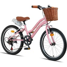 Trendbisiklet Retro Classic  20 Jant Vitesli Hasır Sepetli Çocuk Bisikleti (6-9 Yaş) Pembe