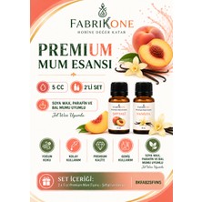 Fabrikone Premium Mum Esansı 5 cc 2'li Set - Şeftali, Vanilya - Soya Wax, Parafin, Jel Wax ve Bal Mumu Uyumlu BKFAB2SFVN5