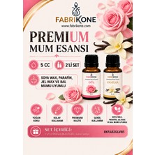 Fabrikone Premium Mum Esansı 5 cc 2'li Set - Gül, Vanilya - Soya Wax, Parafin, Jel Wax ve Bal Mumu Uyumlu BKFAB2GLVN5