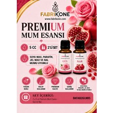 Fabrikone Premium Mum Esansı 5 cc 2'li Set - Gül, Nar - Soya Wax, Parafin, Jel Wax ve Bal Mumu Uyumlu BKFAB2GLNR5