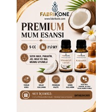 Fabrikone Premium Mum Esansı 5 cc 2'li Set - Hindistan Cevizi, Karamel - Soya Wax, Parafin, Jel Wax ve Bal Mumu Uyumlu BKFAB2HCKR5